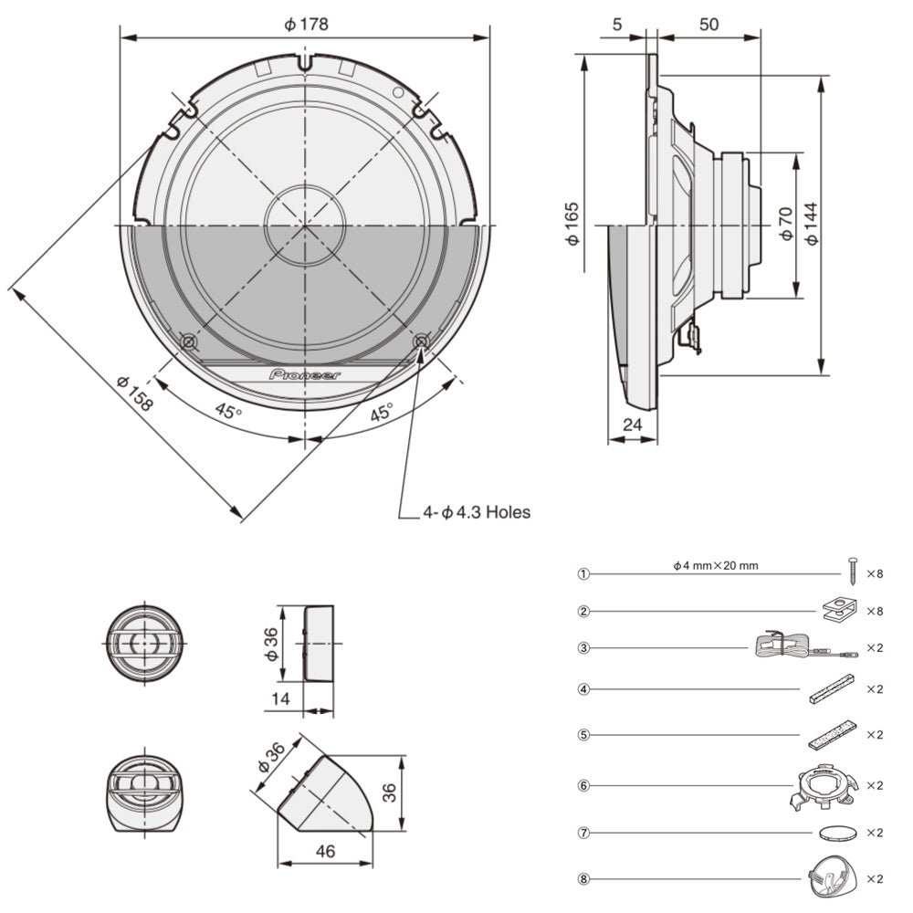 Pioneer TS-G170C 2-vejs Bilhøjttalersystem (17cm, 6,5")
