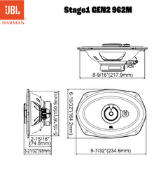 JBL Stage1 Gen2 962M 6x9" 3-vejs bilhøjttalere