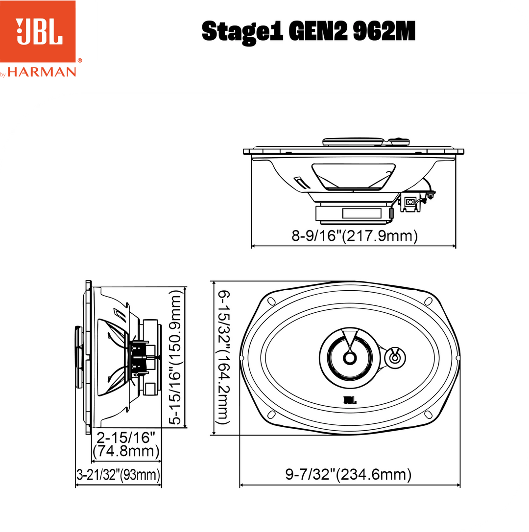 JBL Stage1 Gen2 962M 6x9" 3-vejs bilhøjttalere