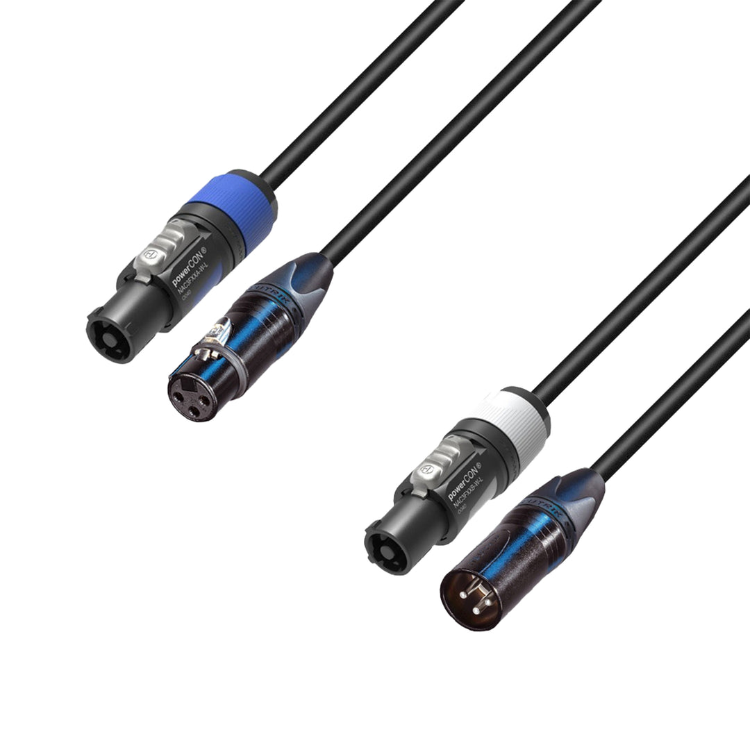 Adam Hall Cables 5 STAR H PCON D 0150 - Hybridkabel | DMX Neutrik® 3-polet XLR x powerCON® | 1,5 m