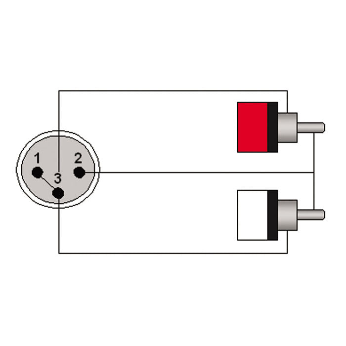 Adapter Kabel XLR Han til 2 x RCA Phono Han