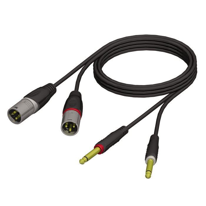 Adapter Kabel 2 x XLR Han til 2 x 6.3 mm Jack mono
