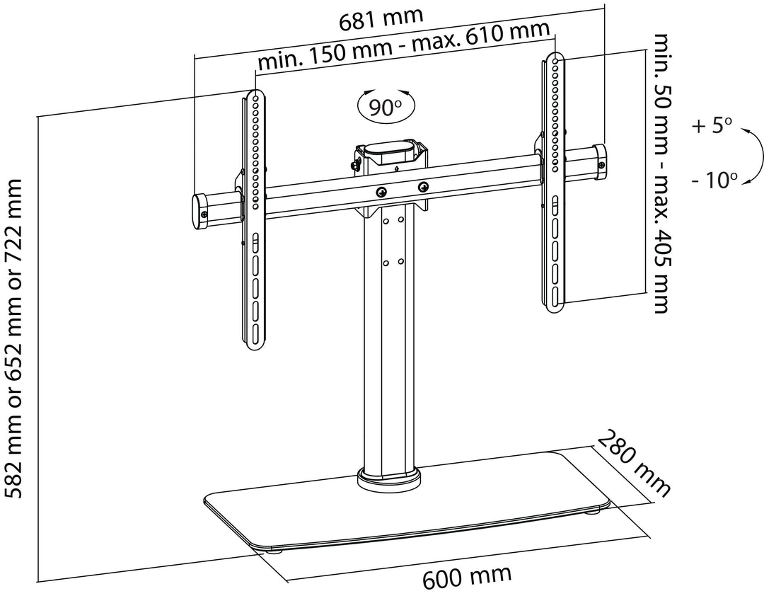 Tv BordStativ Fuldt Bevægeligt (32-65", 45kg)