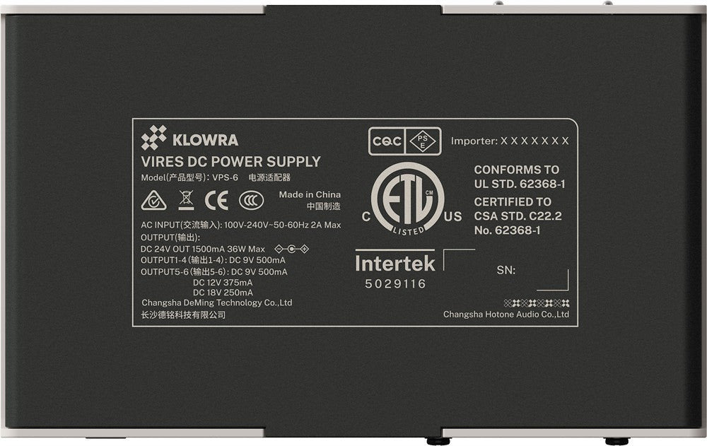 Klowra Vires Effects Pedal Power Supply