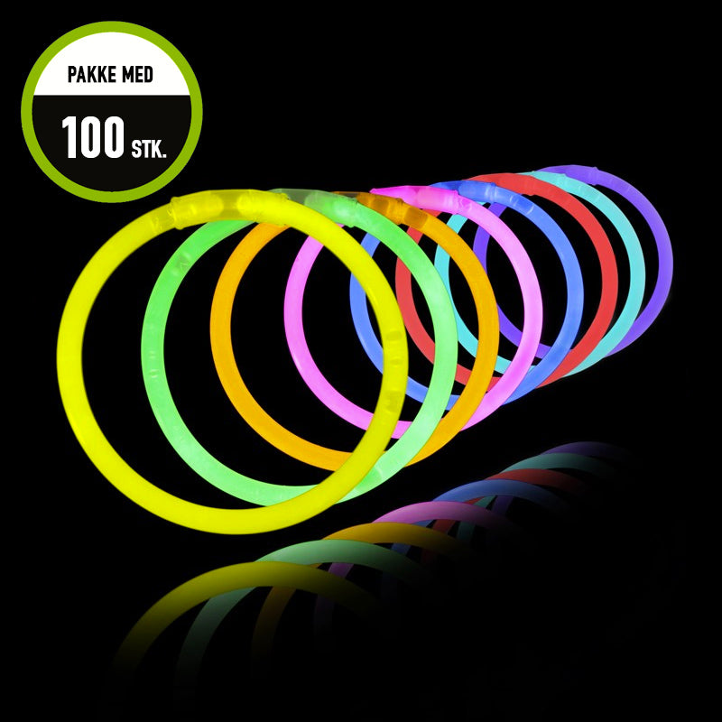Knæklys Armbånd 100 stk. (Ensfarvede)