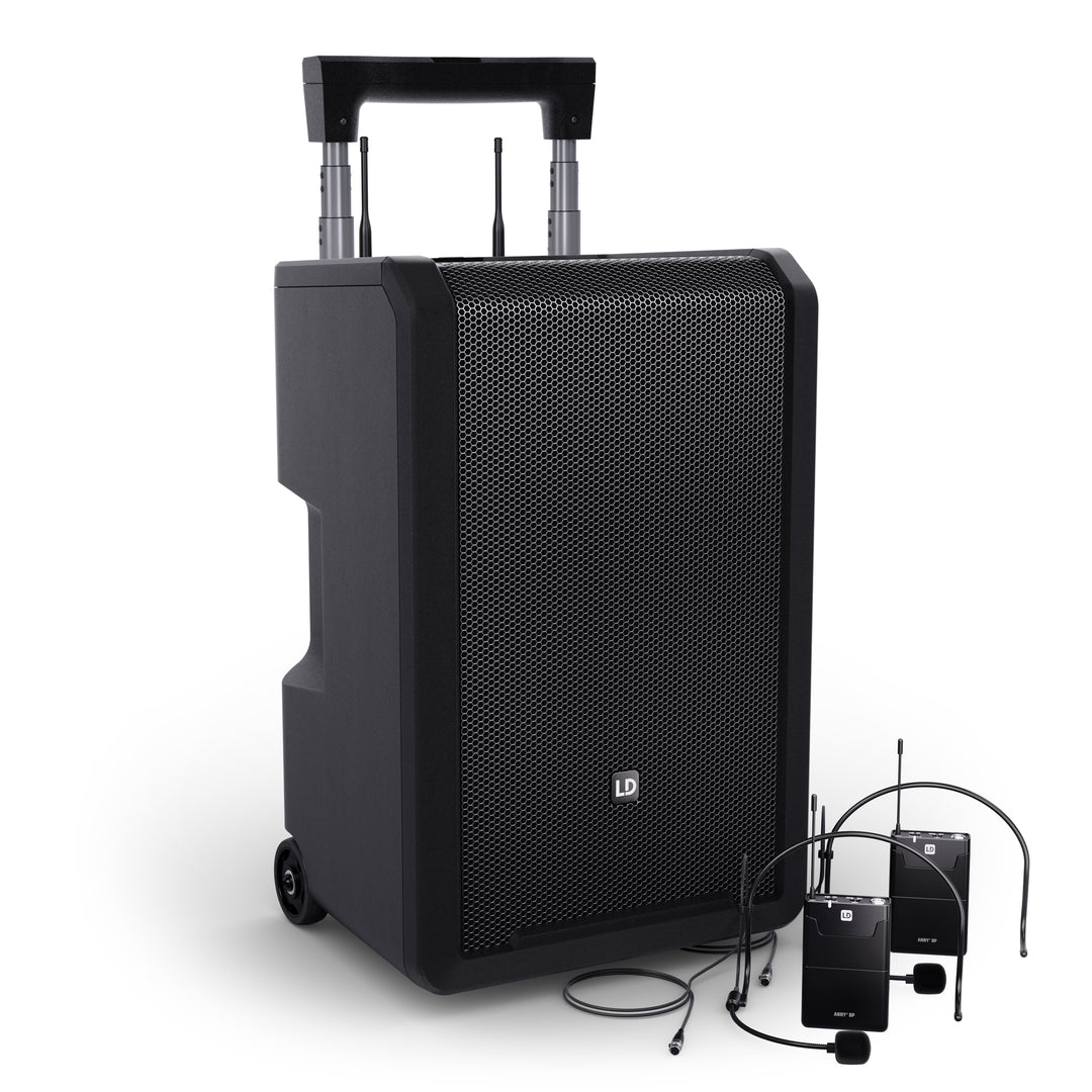 LD Systems ANNY® 10 BPH 2 B8 - 10" bærbart batteridrevet Bluetooth® PA-system med mixer og 2x headsetmikrofoner (inkl. bodypacks)