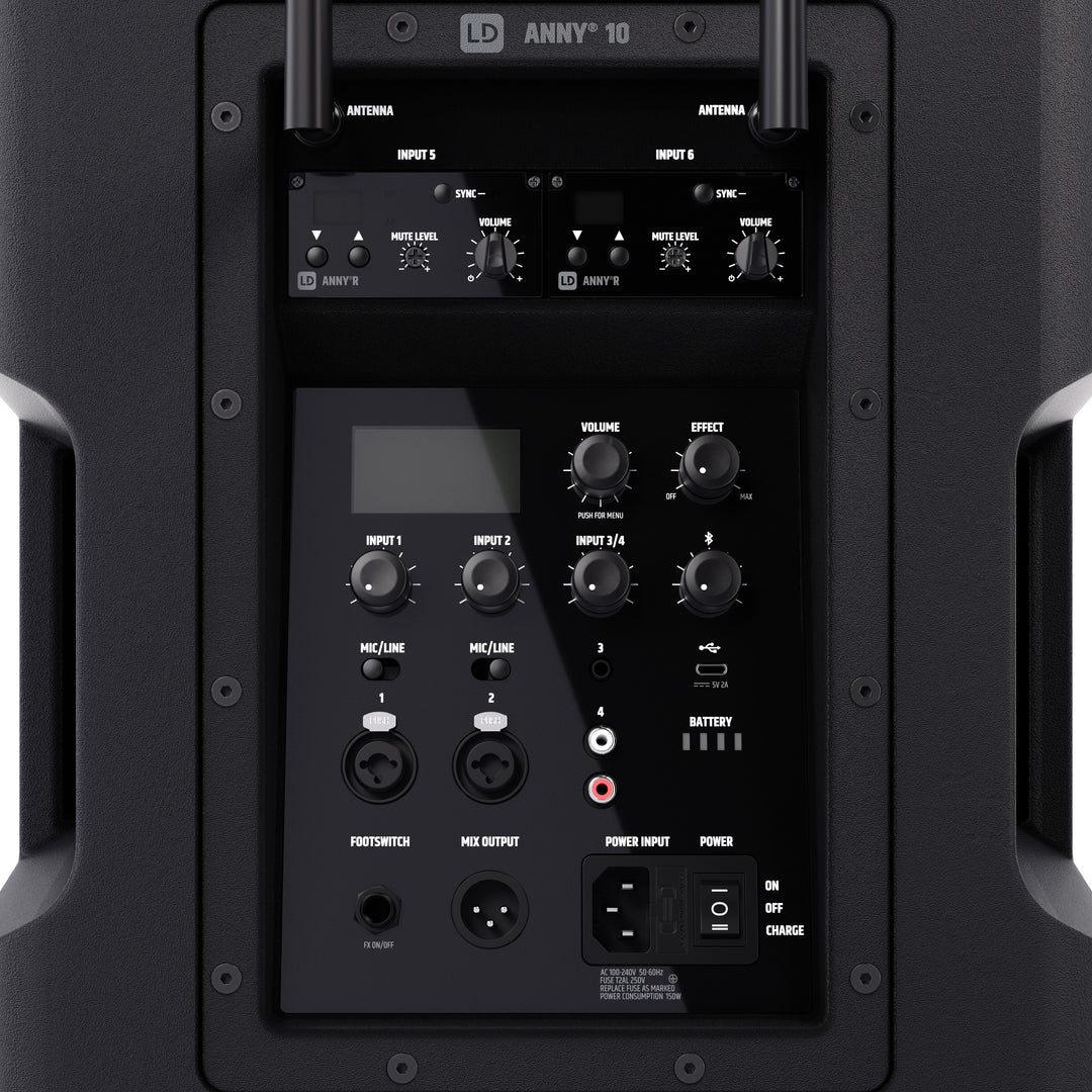 LD Systems ANNY® 10 HBH 2 B8 - 10" bærbart batteridrevet Bluetooth® PA-system med mixer, 1x trådløs håndholdt og 1x headsetmikrofon (inkl. bodypack)