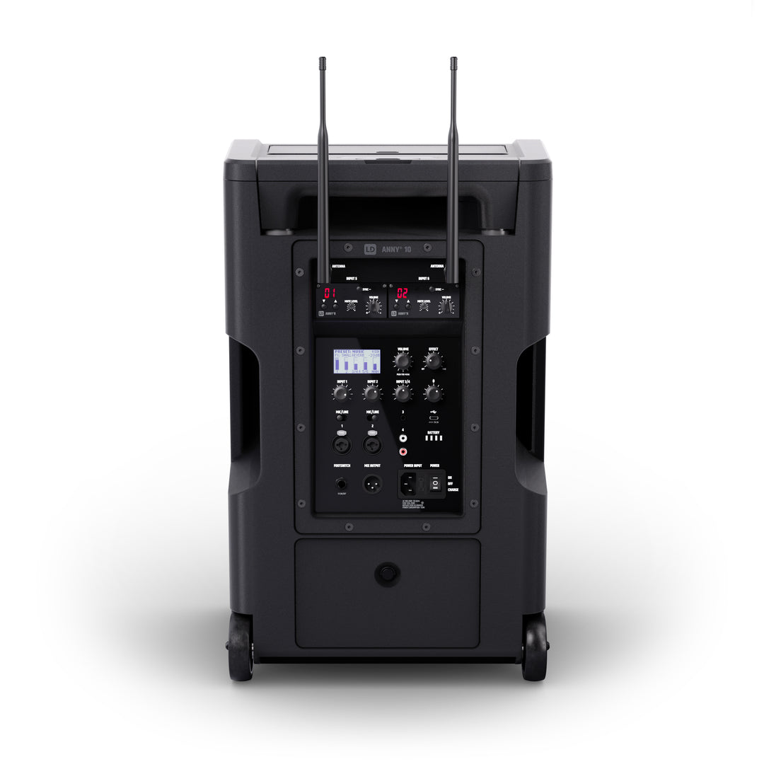 LD Systems ANNY® 10 HHD 2 B5 - 10" bærbart batteridrevet Bluetooth® PA-system med mixer og 2x trådløse håndholdte mikrofoner