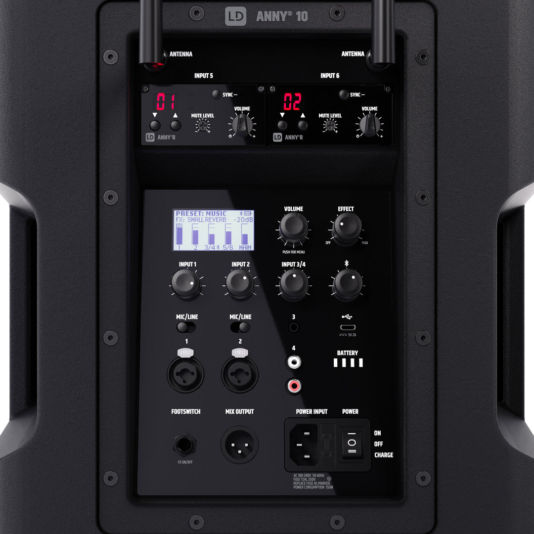 LD Systems ANNY® 10 HHD 2 B5 - 10" bærbart batteridrevet Bluetooth® PA-system med mixer og 2x trådløse håndholdte mikrofoner