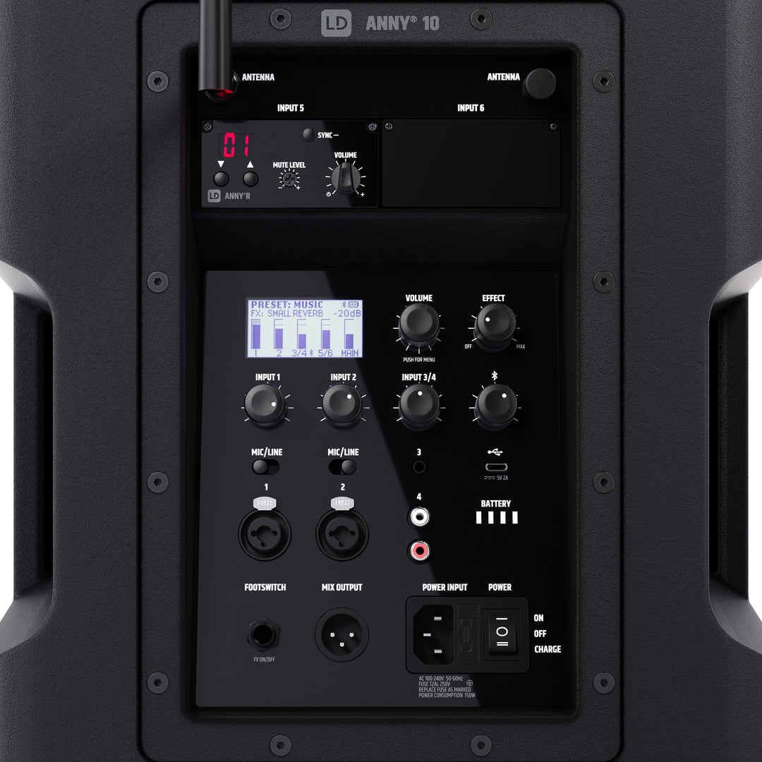 LD Systems ANNY® 10 HHD B6 - 10" bærbart batteridrevet Bluetooth® PA-system med mixer og 1x trådløs håndholdt mikrofon