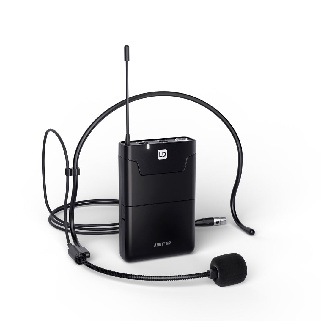 LD Systems ANNY® 8 BPH B5 - Bærbar batteridrevet Bluetooth® PA-højttaler med mixer og 1x headset-mikrofon (inkl. bodypack), Stage Black