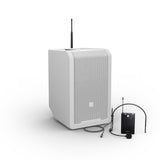 LD Systems ANNY® 8 BPH B6 W - Bærbar batteridrevet Bluetooth® PA-højttaler med mixer og 1x headset-mikrofon (inkl. bodypack), Pure White