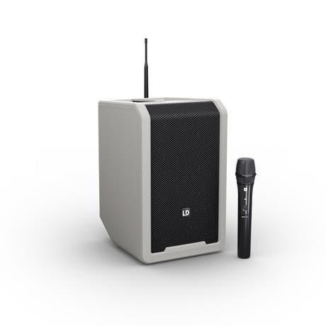 LD Systems ANNY® 8 HHD B5 G - Bærbar batteridrevet Bluetooth® PA-højttaler med mixer og 1x trådløs håndholdt mikrofon, Urban Grey