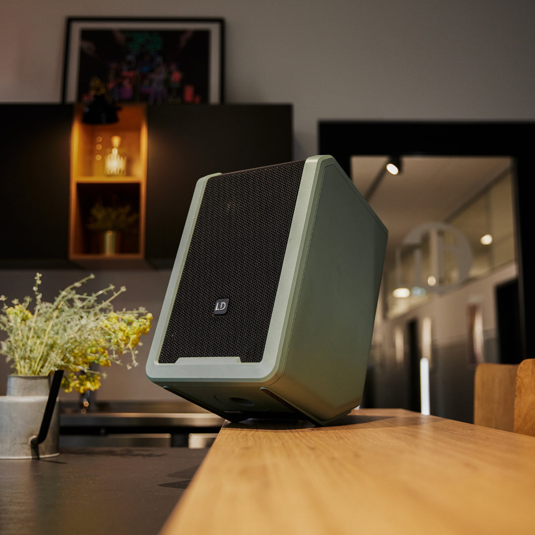 LD Systems ANNY® 8 HHD B6 GN - Bærbar batteridrevet Bluetooth® PA-højttaler med mixer og 1x trådløs håndholdt mikrofon, Adventure Green