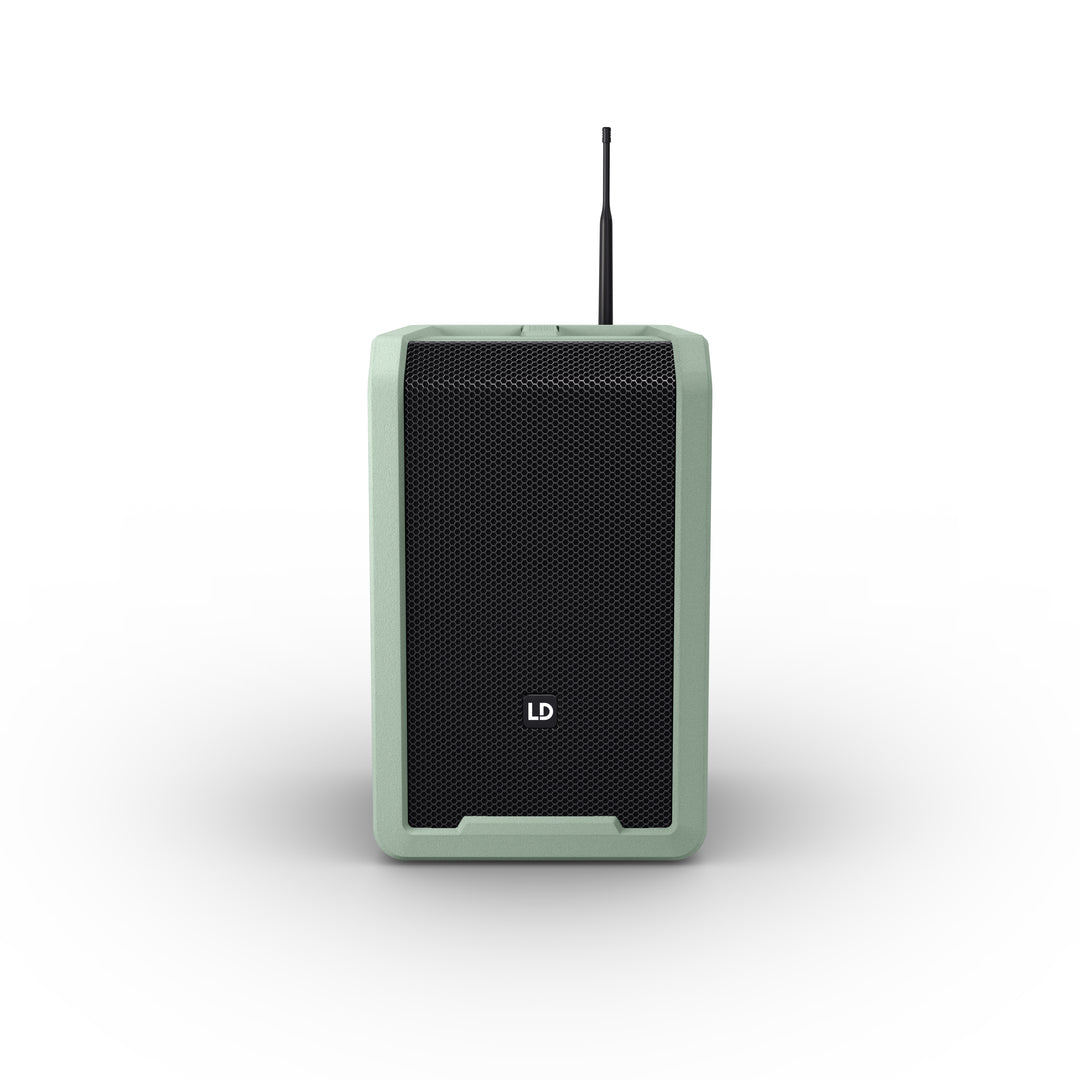 LD Systems ANNY® 8 HHD B6 GN - Bærbar batteridrevet Bluetooth® PA-højttaler med mixer og 1x trådløs håndholdt mikrofon, Adventure Green