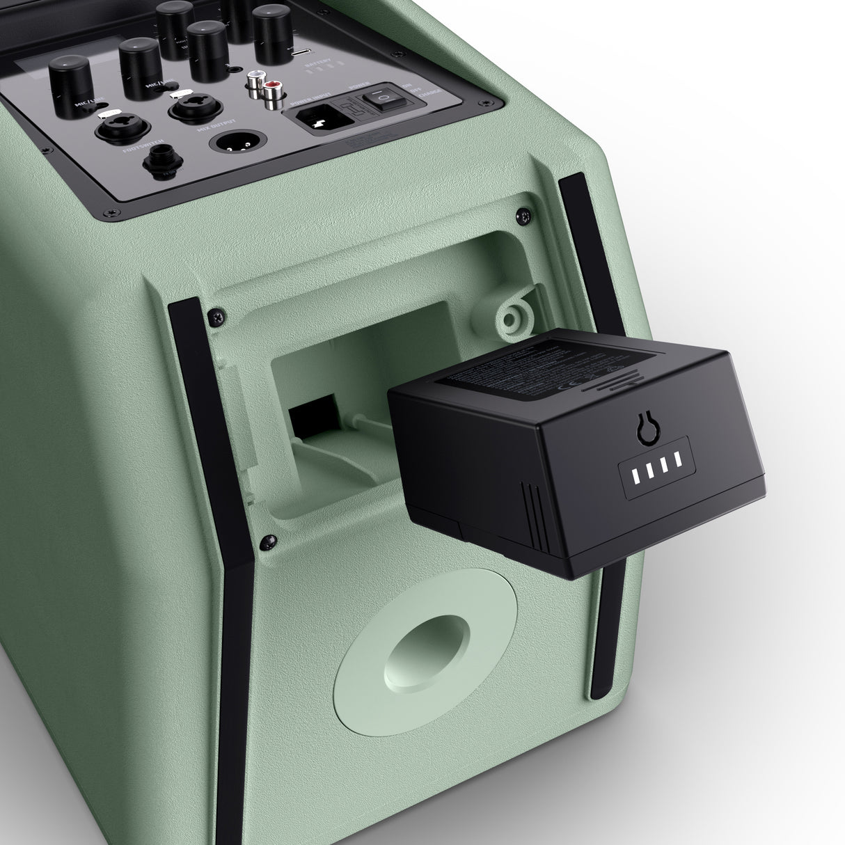 LD Systems ANNY® 8 HHD B6 GN - Bærbar batteridrevet Bluetooth® PA-højttaler med mixer og 1x trådløs håndholdt mikrofon, Adventure Green