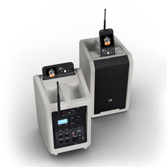 LD Systems ANNY® 8 HHD B6 G - Bærbar batteridrevet Bluetooth® PA-højttaler med mixer og 1x trådløs håndholdt mikrofon, Urban Grey