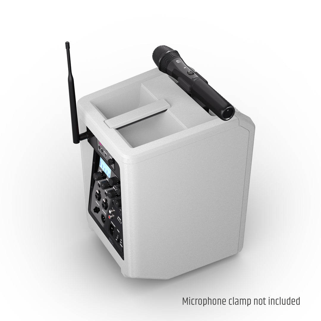 LD Systems ANNY® 8 HHD B8 W - Bærbar batteridrevet Bluetooth® PA-højttaler med mixer og 1x trådløs håndholdt mikrofon, ren hvid