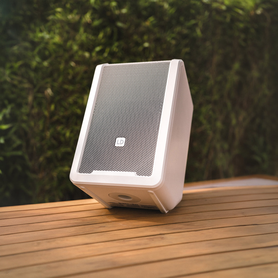 LD Systems ANNY® 8 HHD B8 W - Bærbar batteridrevet Bluetooth® PA-højttaler med mixer og 1x trådløs håndholdt mikrofon, ren hvid