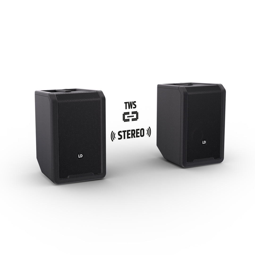 LD Systems ANNY® 8 HHD B8 - Bærbar batteridrevet Bluetooth® PA-højttaler med mixer og 1 x trådløs håndholdt mikrofon, Stage Black