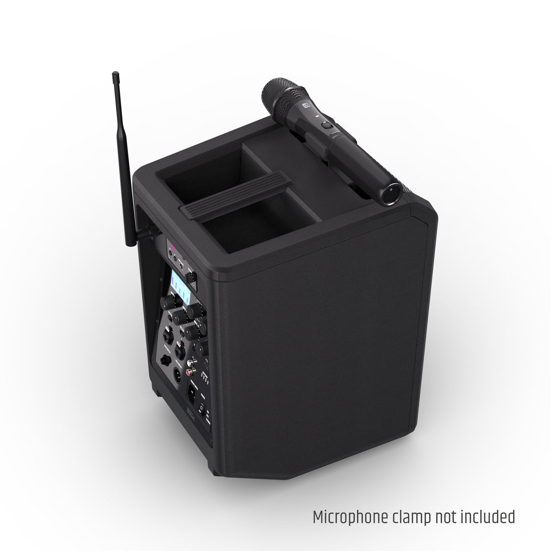 LD Systems ANNY® 8 HHD B8 - Bærbar batteridrevet Bluetooth® PA-højttaler med mixer og 1 x trådløs håndholdt mikrofon, Stage Black
