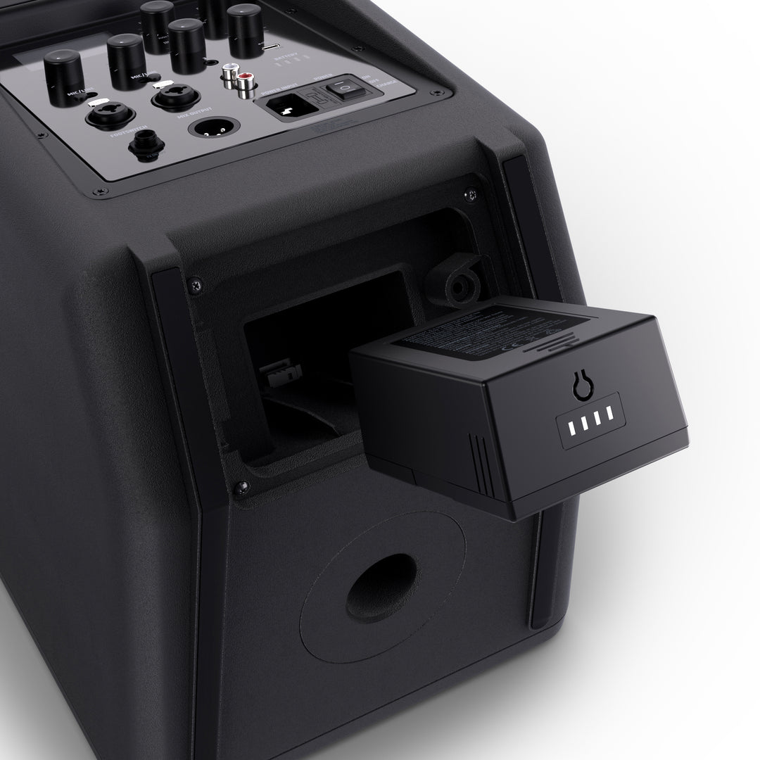 LD Systems ANNY® 8 HHD B8 - Bærbar batteridrevet Bluetooth® PA-højttaler med mixer og 1 x trådløs håndholdt mikrofon, Stage Black