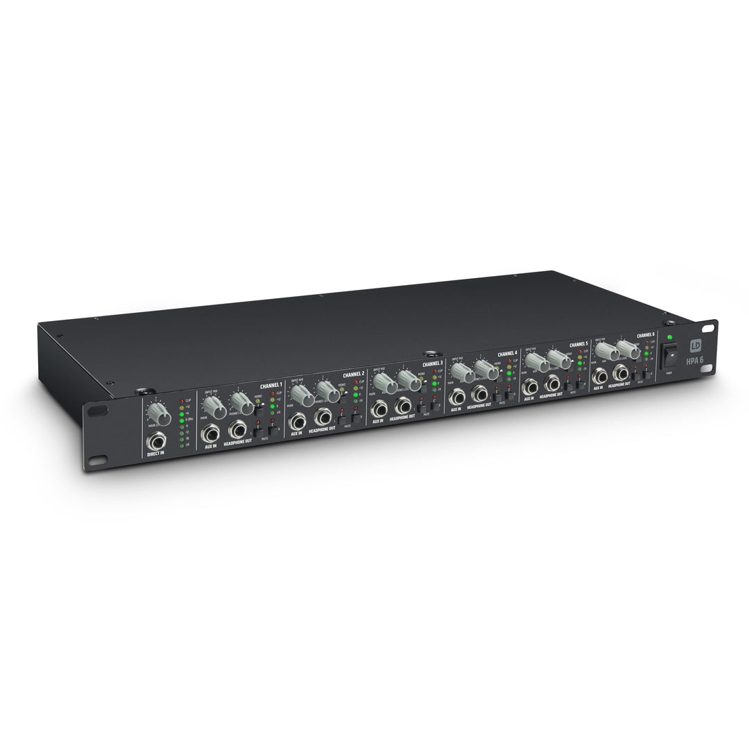 LD Systems HPA 6 - 19" 6-kanals hovedtelefonforstærker