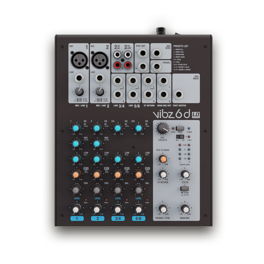 LD Systems VIBZ 6 D - 6-kanals mixerkonsol med DFX