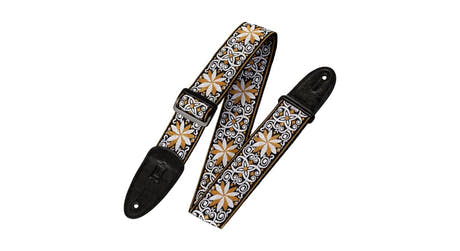 Levys M8HT-13 guitarrem 2", gult og hvidt blomstermotiv