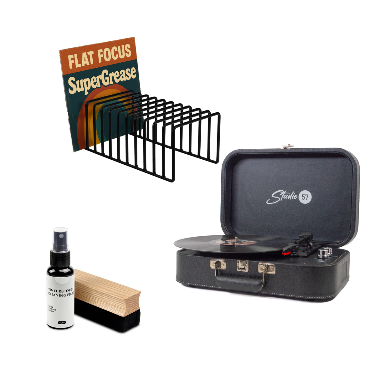 Studio 57 Mellow Pladespiller (Sort) Bundle