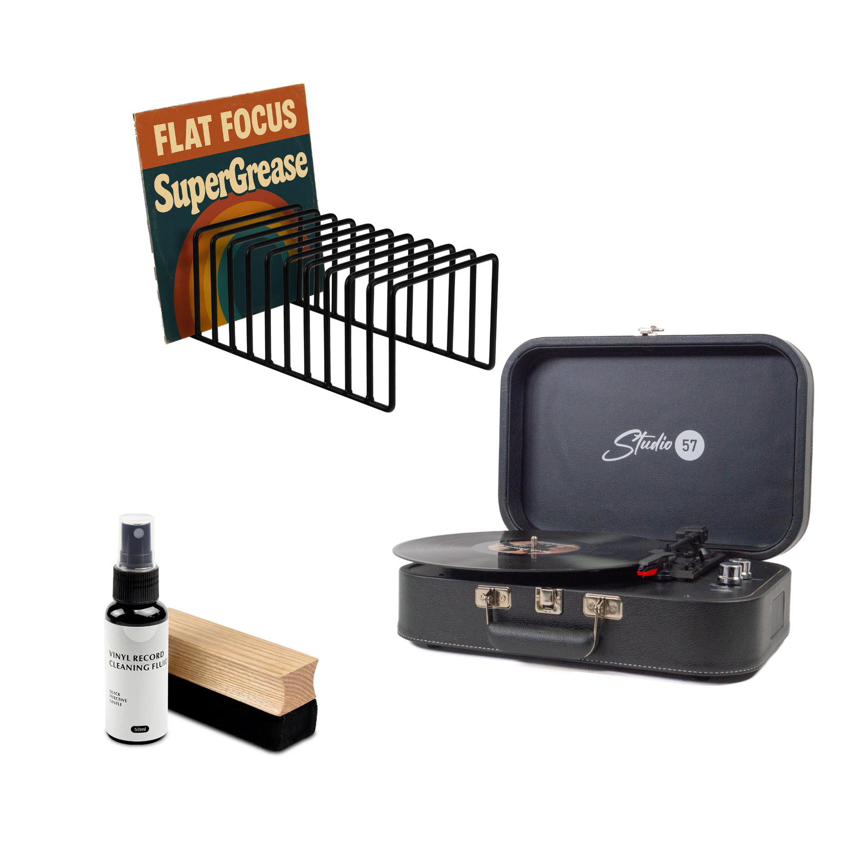 Studio 57 Mellow Pladespiller (Sort) Bundle