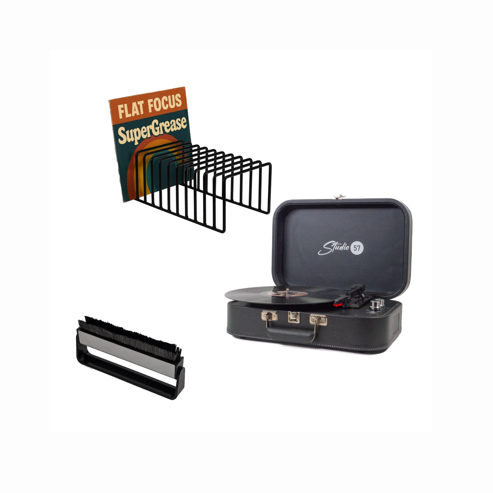 Studio 57 Mellow Pladespiller (Sort) Bundle