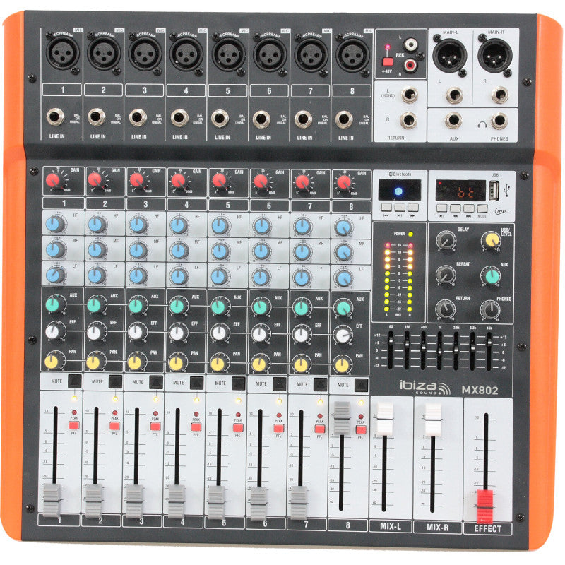 OUTLET - Ibiza MX802 8-kanals Mixer