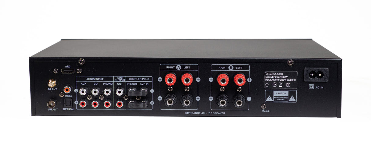 SoundMate SA-A003 Hifi forstærker m. Bluetooth (4x100W)