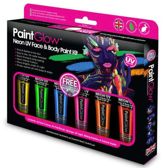 Neon UV ansigts- og kropsmaling sæt