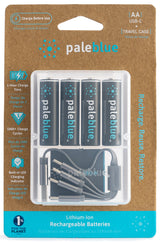 Pale Blue Li-Ion Rechargeable AA Battery 4-pack AA w/ 4x1 charging cable USB-C