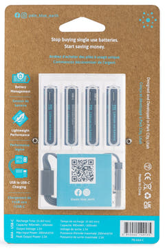 Pale Blue Li-Ion Rechargeabl AAA Battery 4-pack AAA w/ 4x1 charging cable USB-C