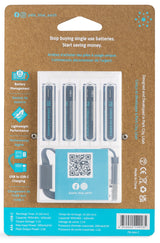 Pale Blue Li-Ion Rechargeabl AAA Battery 4-pack AAA w/ 4x1 charging cable USB-C