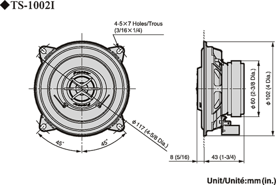 Pioneer TS-1002i Bilhøjttalersæt (10cm, 4")