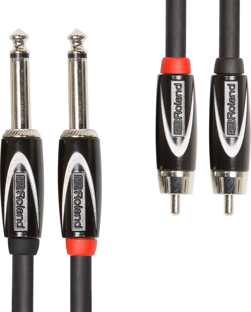 Roland Adapter Kabel 2 x RCA Phono Han til 2 x 6,3mm Jack Mono