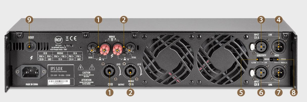 RCF Forstærker iPS 2,5 k 2500 W 2 x 1250 W 4 Ohm