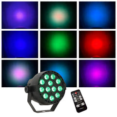 LED Spot Multicolor m. fjernbetjening (12x3W) 4 Stk. Bundle