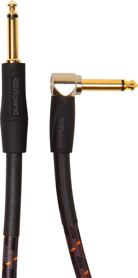 Roland "GOLD" Instrument Kabel 6.3mm Jack mono til 6.3mm Vinkel Jack mono