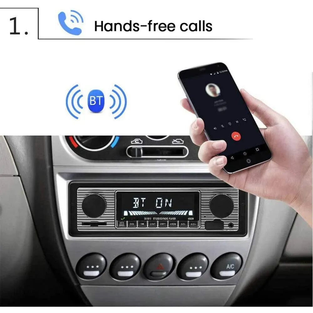 Retro Bilradio med FM, Bluetooth og USB