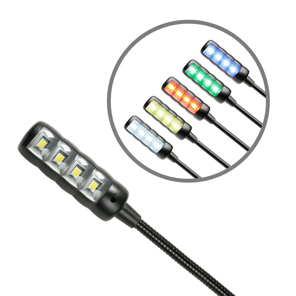 Adam Hall Stands SLED 1 ULTRA USB C - Svanehalslampe, USB-stik, 4 COB-LED’er og valgfrie farver