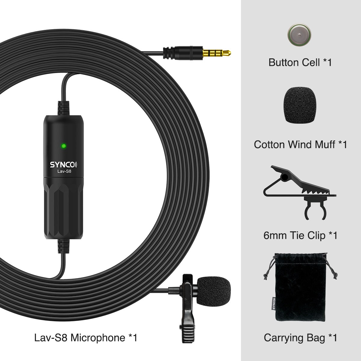 Synco lavalier mikrofon til kamera og mobiltelefon