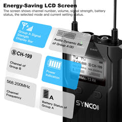 Synco trådløst mikrofonsæt PRO 1 RX og 2 TX UHF