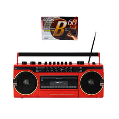 Studio 57 - Kassetteafspiller m. FM & Bluetooth, Rød + Kassettebånd