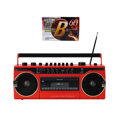 Studio 57 - Kassetteafspiller m. FM & Bluetooth, Rød + Kassettebånd