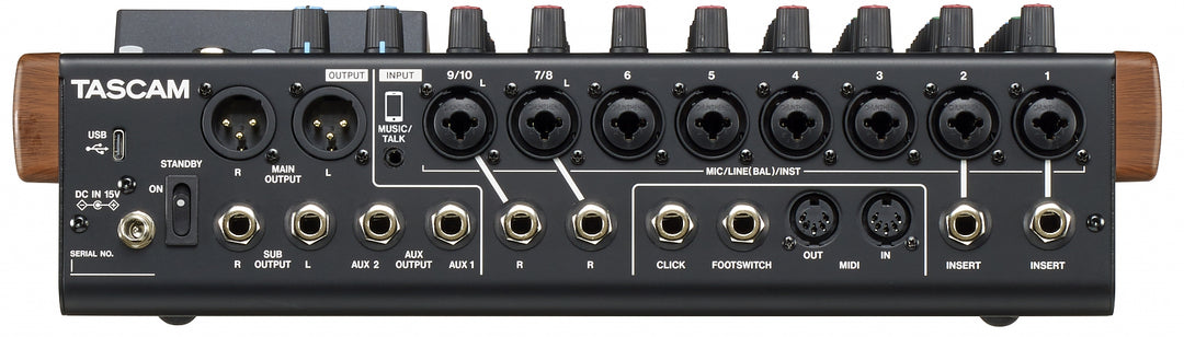 Tascam Model 12 analog mixer og 12 track digital recorder